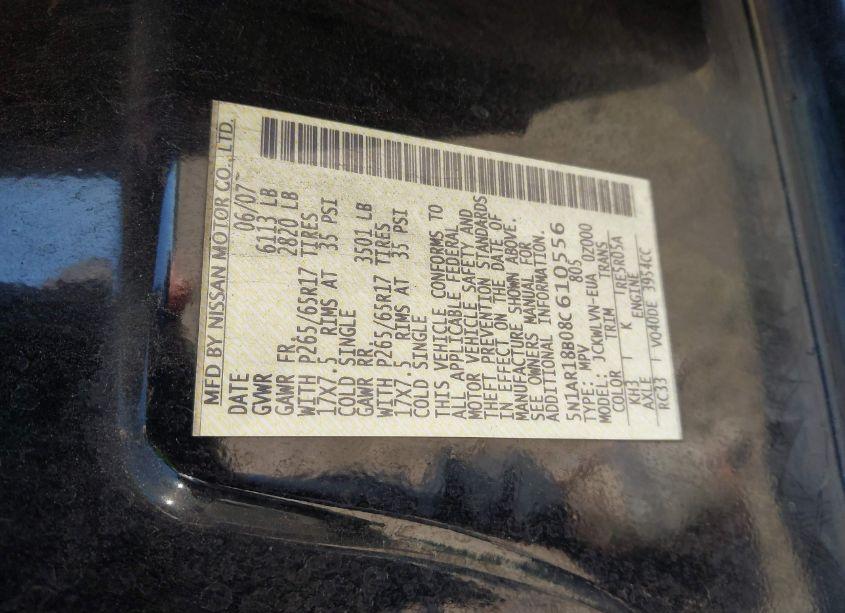 Photo 9 of 2008 Nissan Pathfinder LE (VIN 5N1AR18B08C610556)