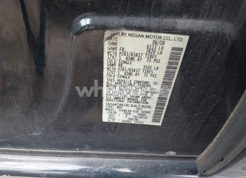 Photo 9 of 2008 Nissan Pathfinder LE (VIN 5N1AR18B28C667406)