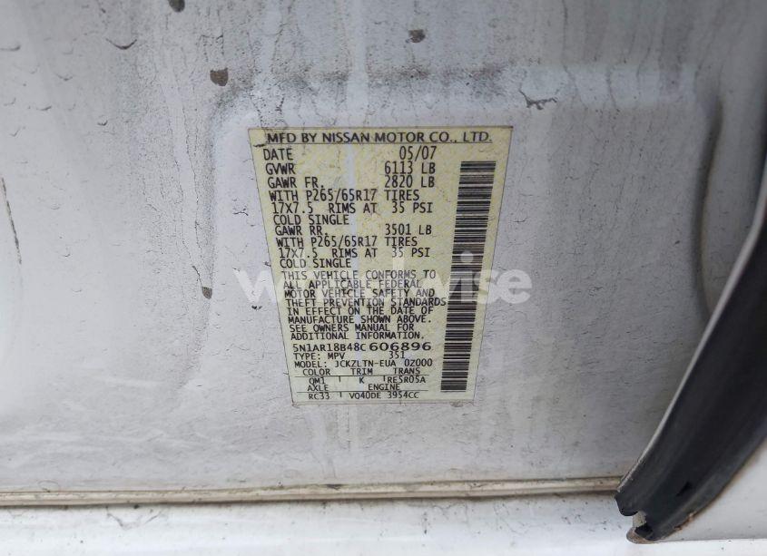 Photo 9 of 2008 Nissan Pathfinder SE (VIN 5N1AR18B48C606896)