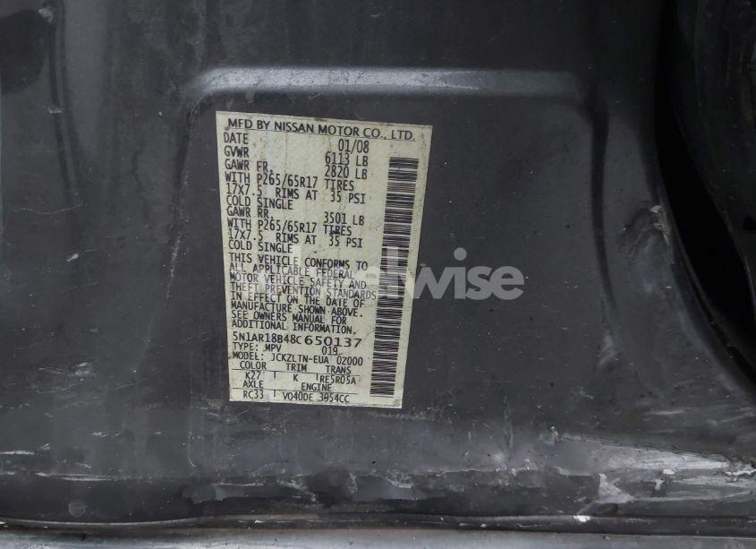 Photo 9 of 2008 Nissan Pathfinder SE (VIN 5N1AR18B48C650137)