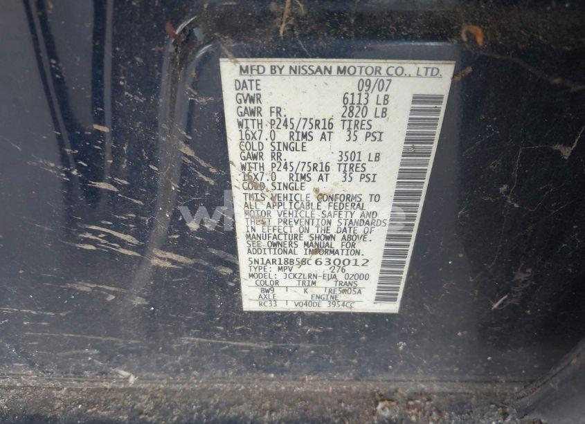 Photo 9 of 2008 Nissan Pathfinder S (VIN 5N1AR18B58C630012)