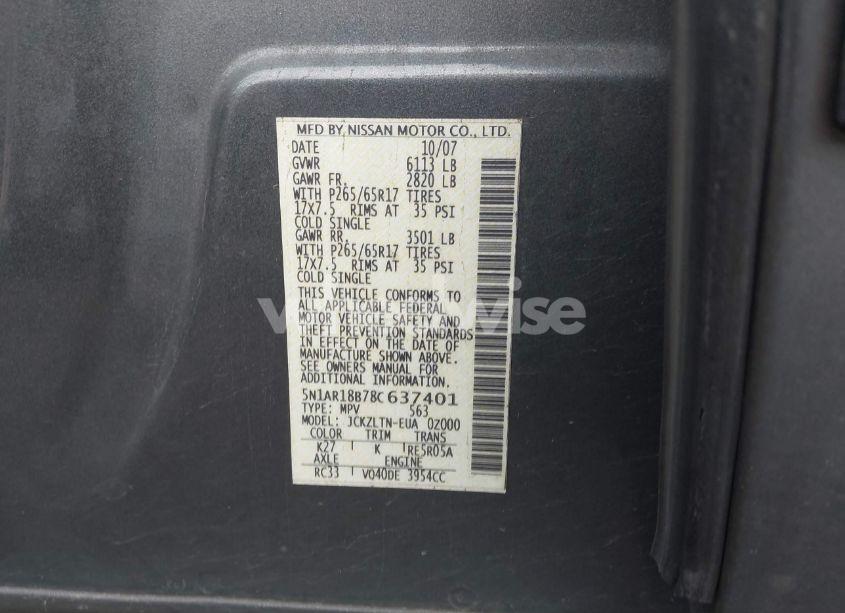 Photo 9 of 2008 Nissan Pathfinder SE (VIN 5N1AR18B78C637401)