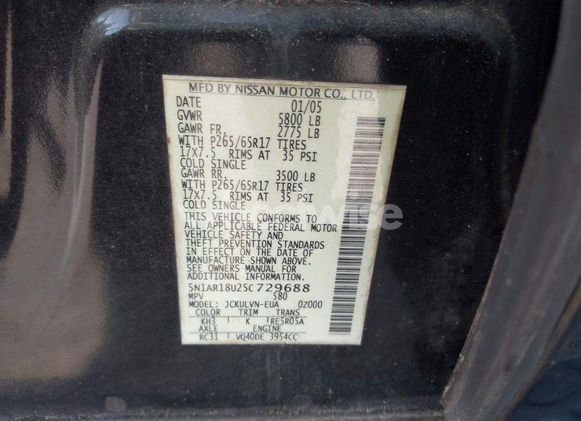 Photo 9 of 2005 Nissan Pathfinder LE (VIN 5N1AR18U25C729688)