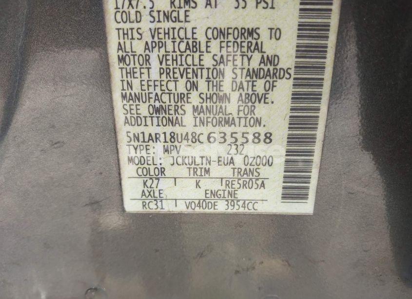 Photo 9 of 2008 Nissan Pathfinder SE (VIN 5N1AR18U48C635588)