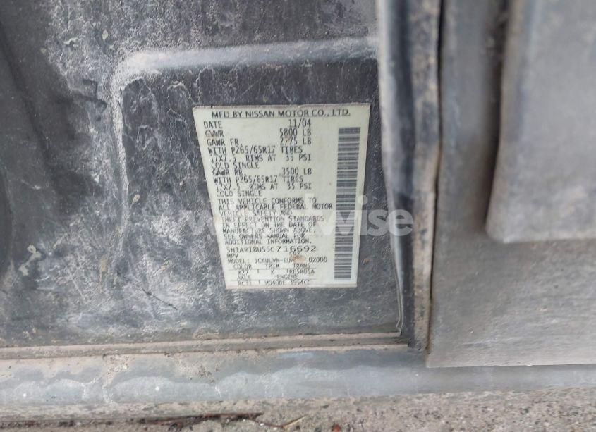 Photo 9 of 2005 Nissan Pathfinder LE (VIN 5N1AR18U55C716692)