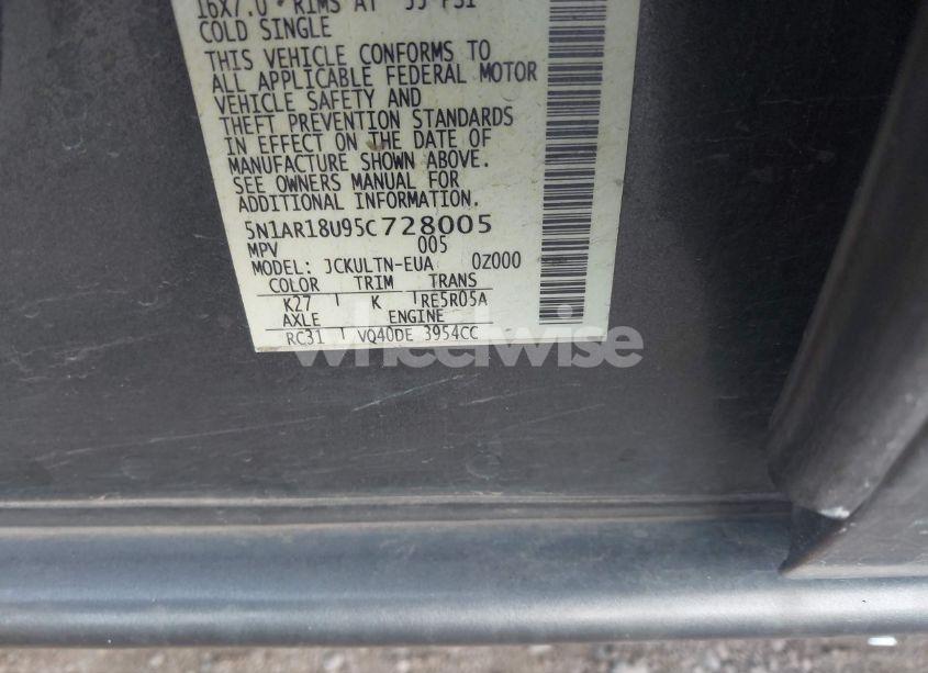 Photo 9 of 2005 Nissan Pathfinder SE (VIN 5N1AR18U95C728005)