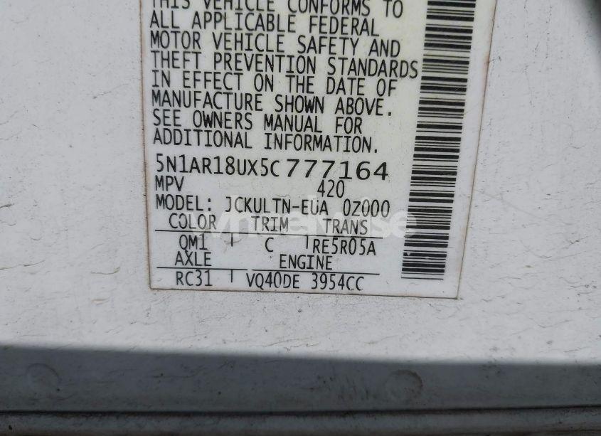 Photo 9 of 2005 Nissan Pathfinder SE (VIN 5N1AR18UX5C777164)