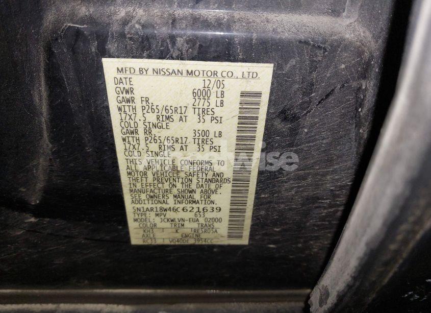 Photo 9 of 2006 Nissan Pathfinder LE (VIN 5N1AR18W46C621639)