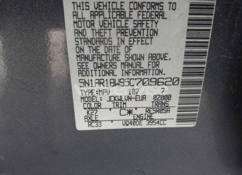 Photo 9 of 2005 Nissan Pathfinder LE (VIN 5N1AR18W95C709620)
