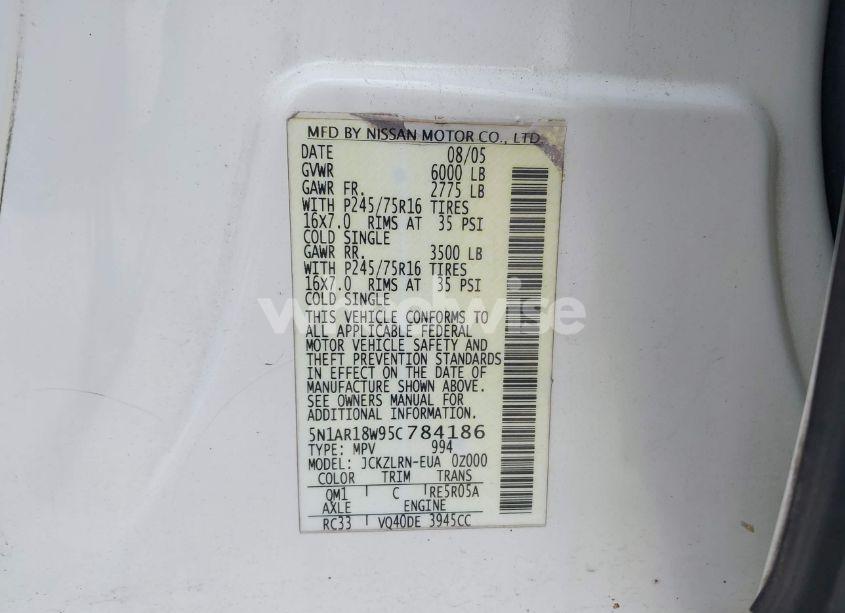 Photo 9 of 2005 Nissan Pathfinder XE (VIN 5N1AR18W95C784186)