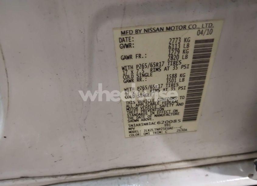 Photo 9 of 2010 Nissan Pathfinder SE (VIN 5N1AR1NB1AC620085)