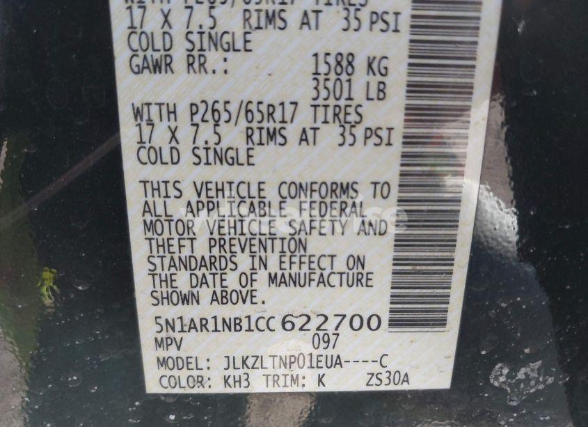 Photo 9 of 2012 Nissan Pathfinder SV (VIN 5N1AR1NB1CC622700)