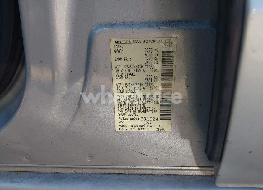 Photo 9 of 2012 Nissan Pathfinder S (VIN 5N1AR1NB2CC631924)