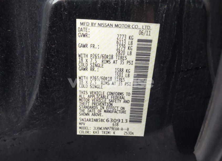 Photo 9 of 2011 Nissan Pathfinder LE (VIN 5N1AR1NB5BC630913)