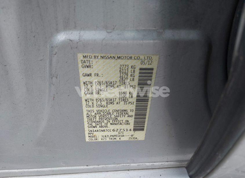 Photo 9 of 2012 Nissan Pathfinder SILVER (VIN 5N1AR1NB7CC627514)