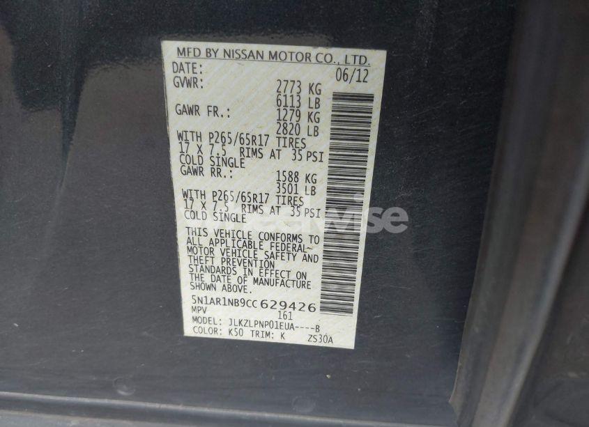 Photo 9 of 2012 Nissan Pathfinder SILVER (VIN 5N1AR1NB9CC629426)