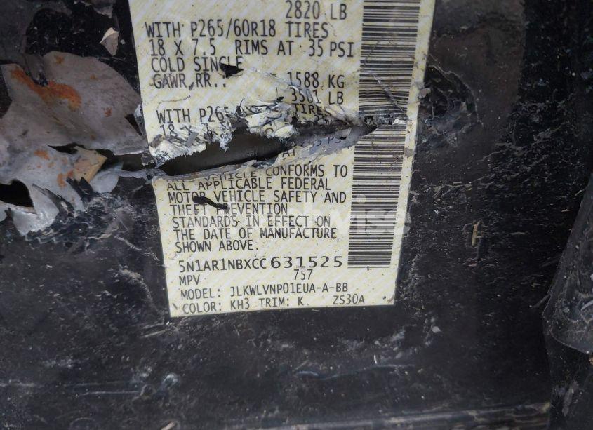 Photo 9 of 2012 Nissan Pathfinder LE (VIN 5N1AR1NBXCC631525)