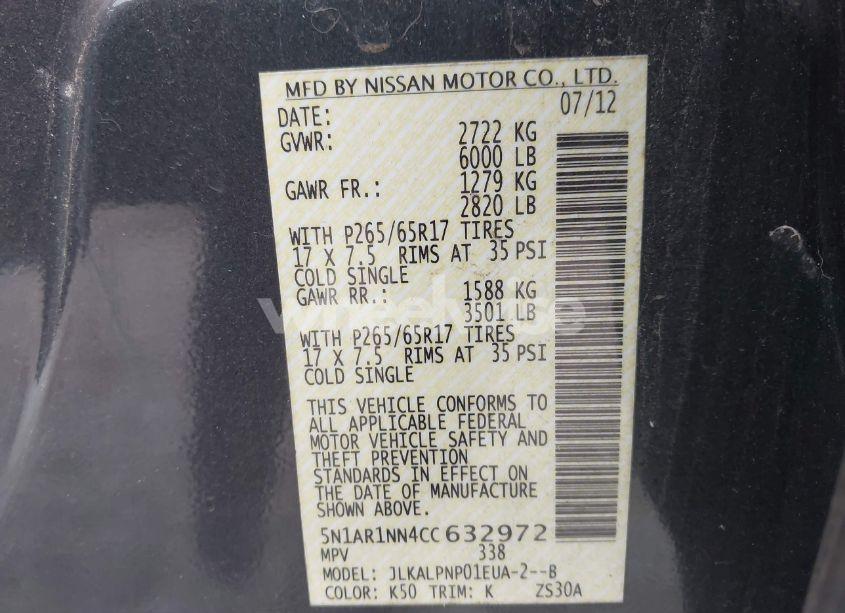 Photo 9 of 2012 Nissan Pathfinder SILVER (VIN 5N1AR1NN4CC632972)