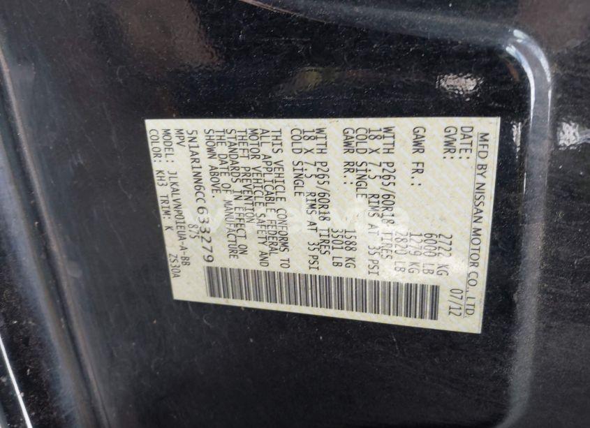 Photo 9 of 2012 Nissan Pathfinder LE (VIN 5N1AR1NN6CC633279)