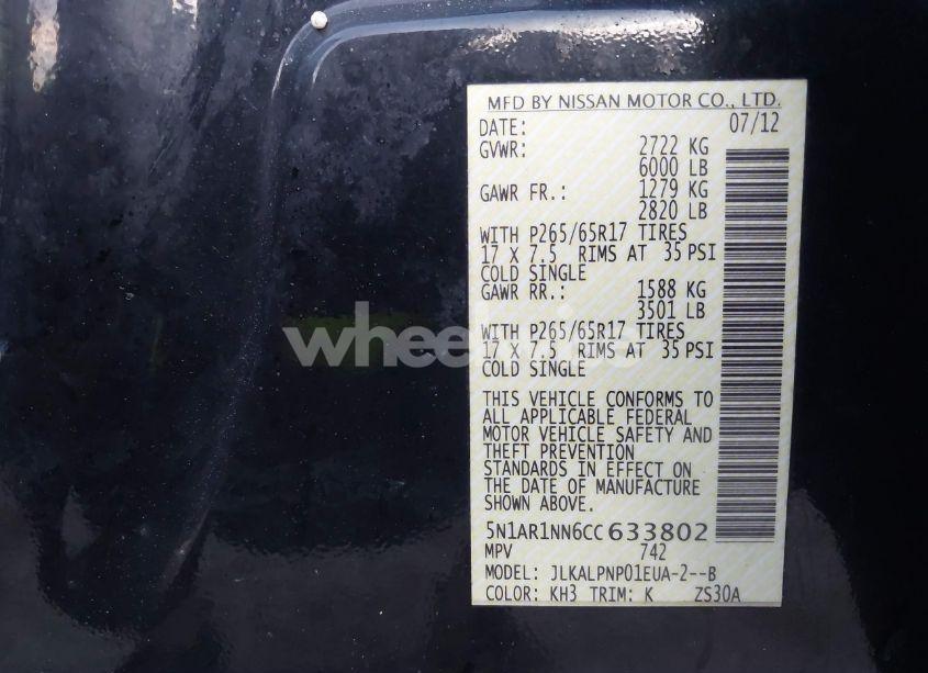 Photo 9 of 2012 Nissan Pathfinder SILVER (VIN 5N1AR1NN6CC633802)