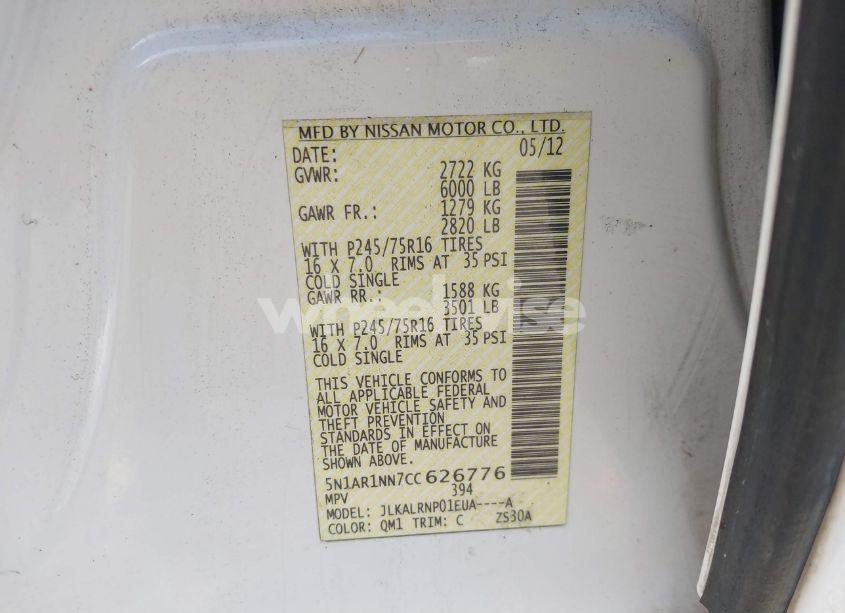 Photo 9 of 2012 Nissan Pathfinder S (VIN 5N1AR1NN7CC626776)