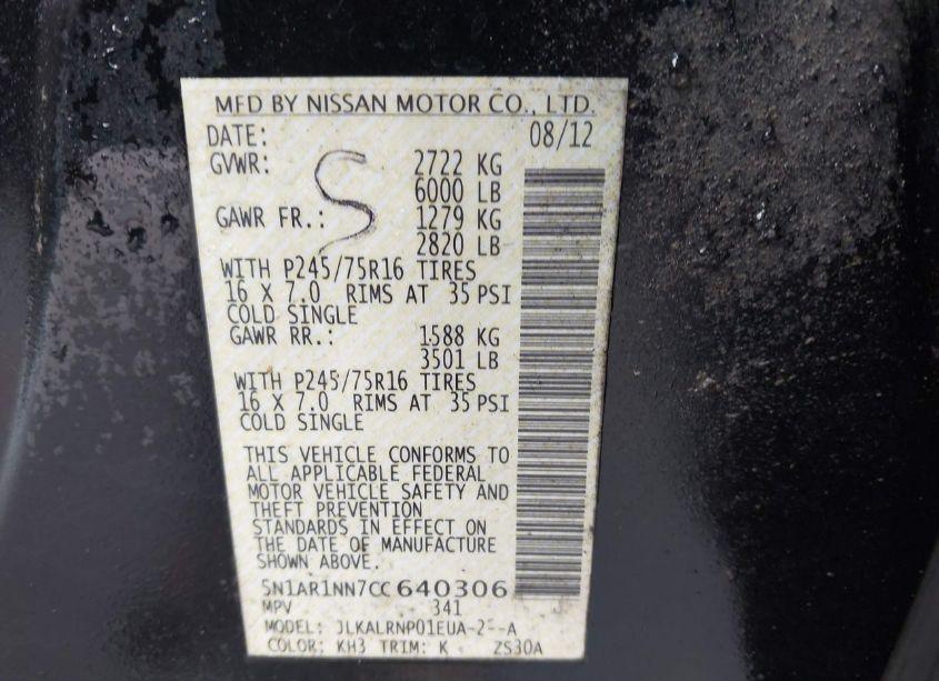 Photo 9 of 2012 Nissan Pathfinder S (VIN 5N1AR1NN7CC640306)