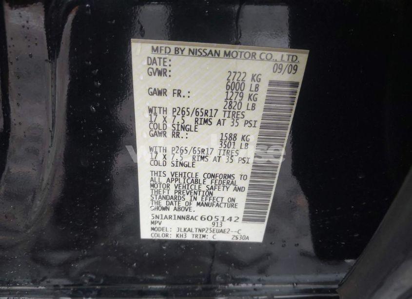 Photo 9 of 2010 Nissan Pathfinder SE (VIN 5N1AR1NN8AC605142)