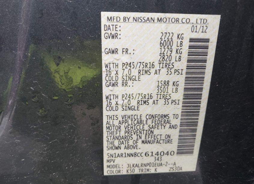 Photo 9 of 2012 Nissan Pathfinder S (VIN 5N1AR1NN8CC614040)