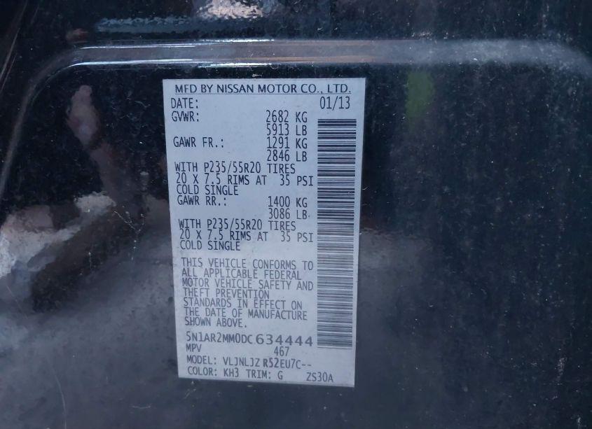 Photo 9 of 2013 Nissan Pathfinder PLATINUM (VIN 5N1AR2MM0DC634444)