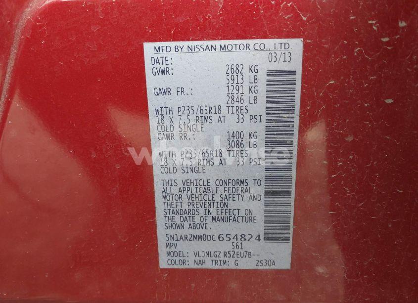 Photo 9 of 2013 Nissan Pathfinder SL (VIN 5N1AR2MM0DC654824)