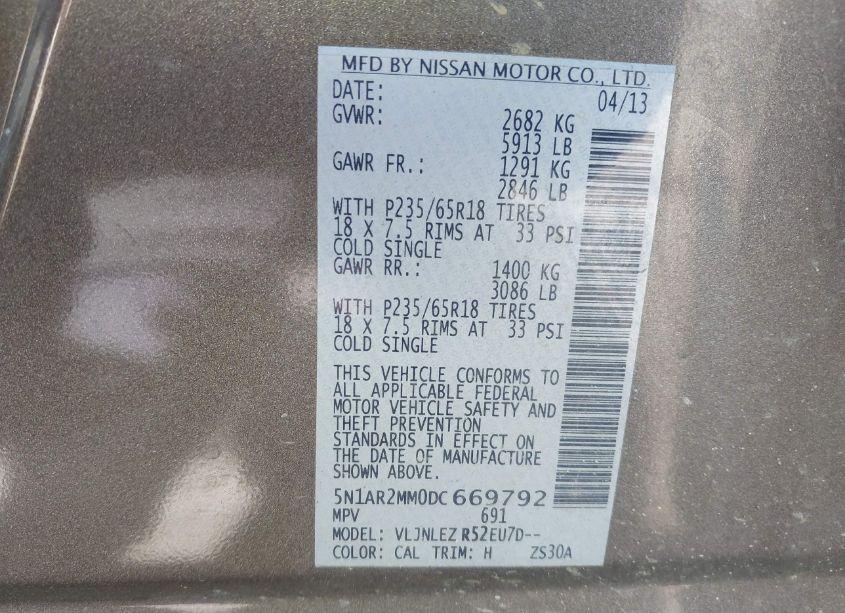 Photo 9 of 2013 Nissan Pathfinder SV (VIN 5N1AR2MM0DC669792)