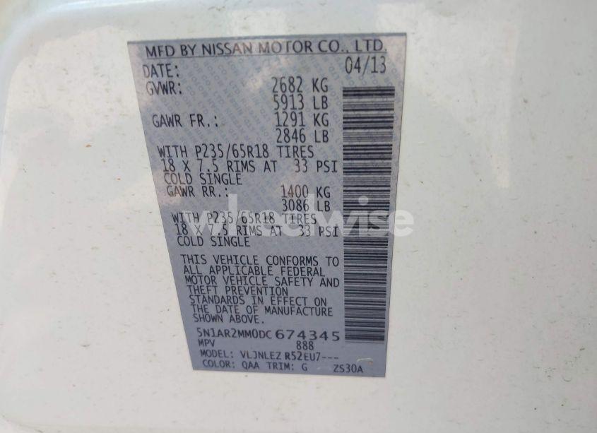 Photo 9 of 2013 Nissan Pathfinder SV (VIN 5N1AR2MM0DC674345)