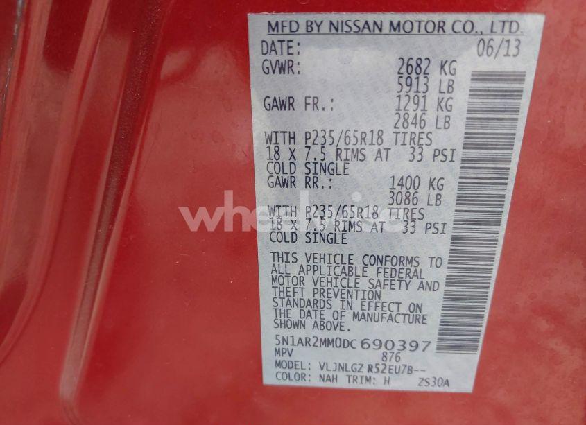 Photo 9 of 2013 Nissan Pathfinder SL (VIN 5N1AR2MM0DC690397)