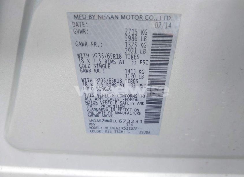 Photo 9 of 2014 Nissan Pathfinder SL (VIN 5N1AR2MM0EC673231)