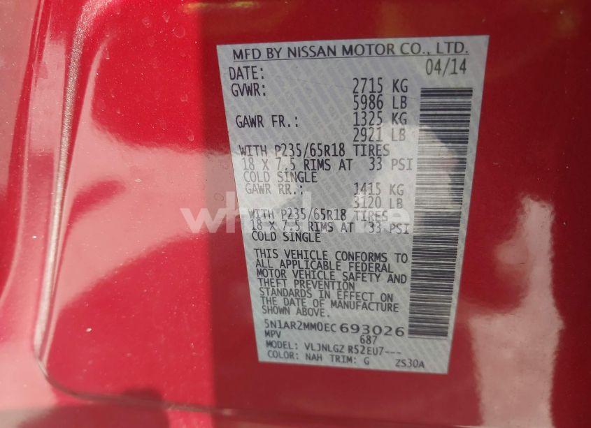 Photo 9 of 2014 Nissan Pathfinder SL (VIN 5N1AR2MM0EC693026)