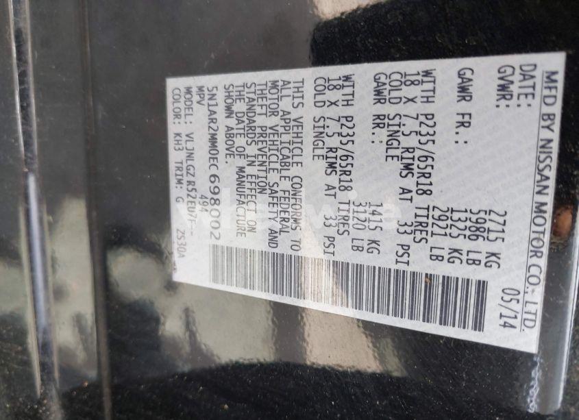 Photo 9 of 2014 Nissan Pathfinder SL (VIN 5N1AR2MM0EC698002)