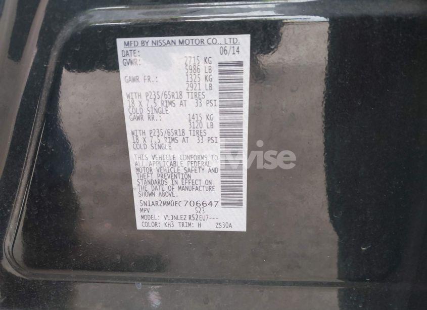 Photo 9 of 2014 Nissan Pathfinder SV (VIN 5N1AR2MM0EC706647)