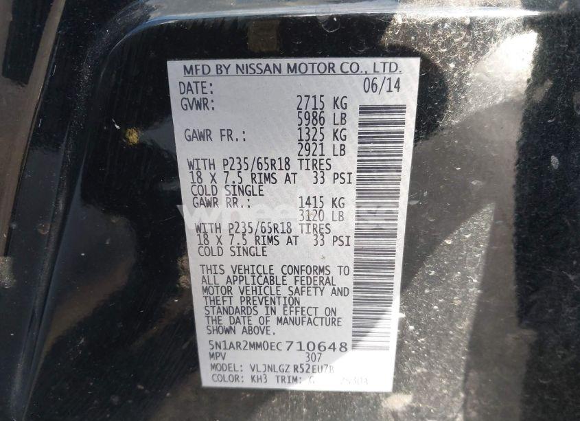 Photo 9 of 2014 Nissan Pathfinder SL (VIN 5N1AR2MM0EC710648)