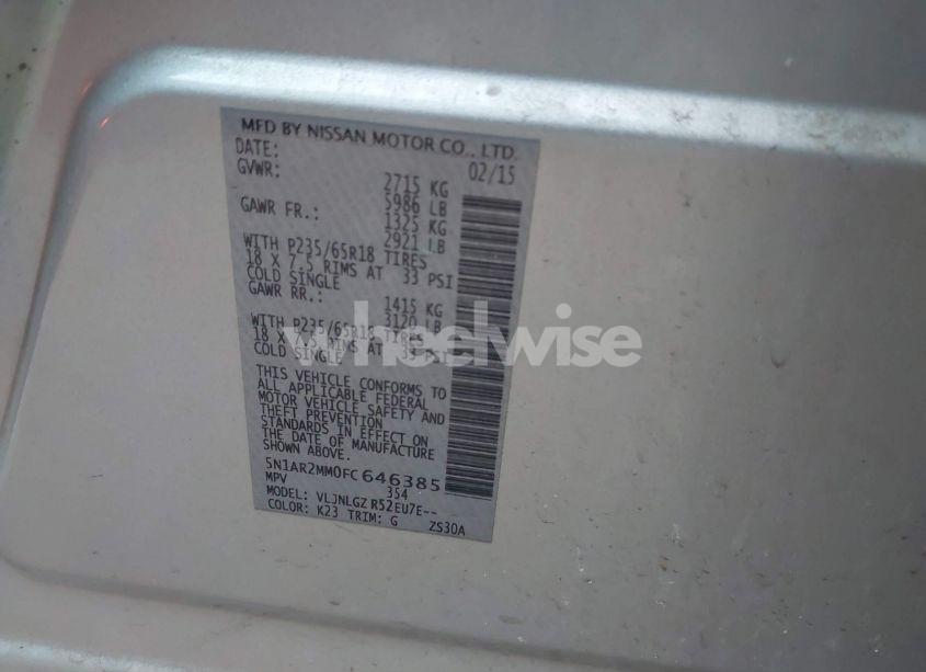 Photo 9 of 2015 Nissan Pathfinder SL (VIN 5N1AR2MM0FC646385)