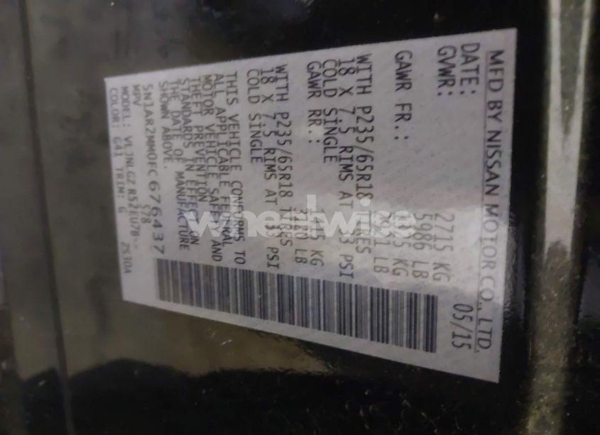 Photo 9 of 2015 Nissan Pathfinder SL (VIN 5N1AR2MM0FC676437)