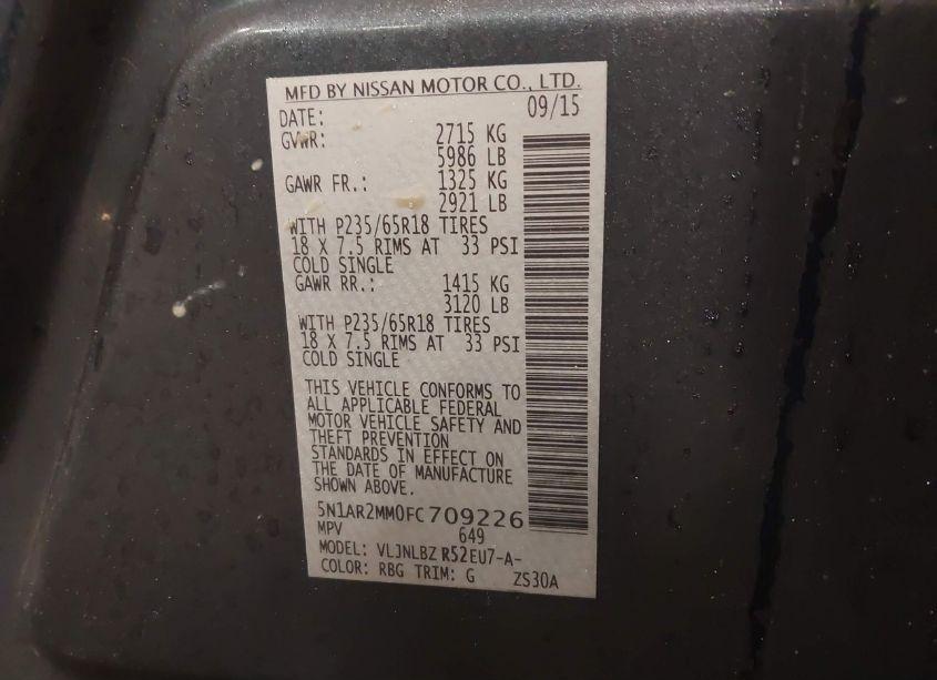 Photo 9 of 2015 Nissan Pathfinder S (VIN 5N1AR2MM0FC709226)