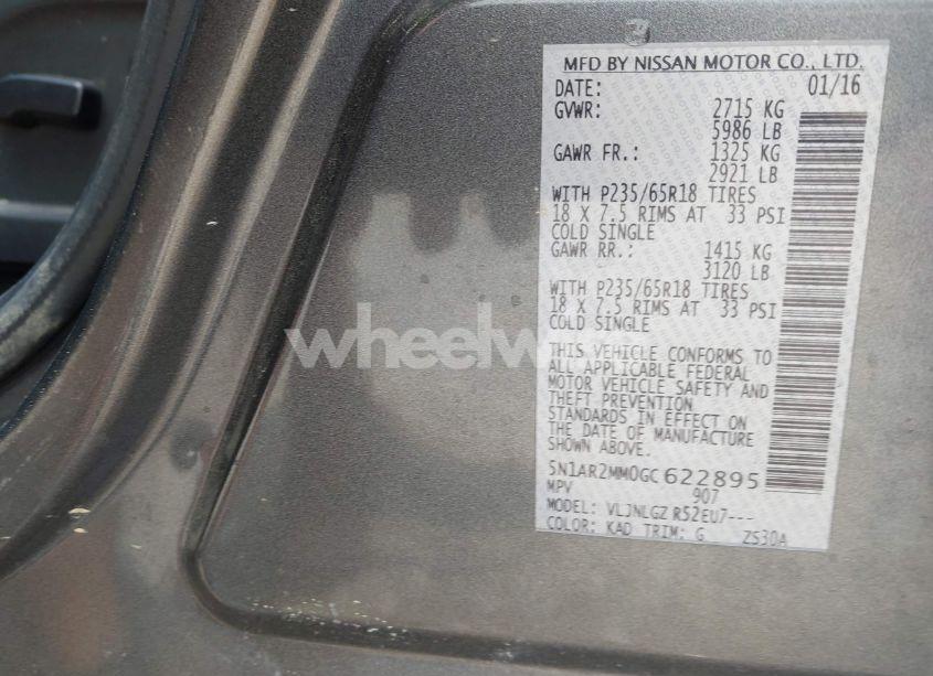 Photo 9 of 2016 Nissan Pathfinder SL (VIN 5N1AR2MM0GC622895)