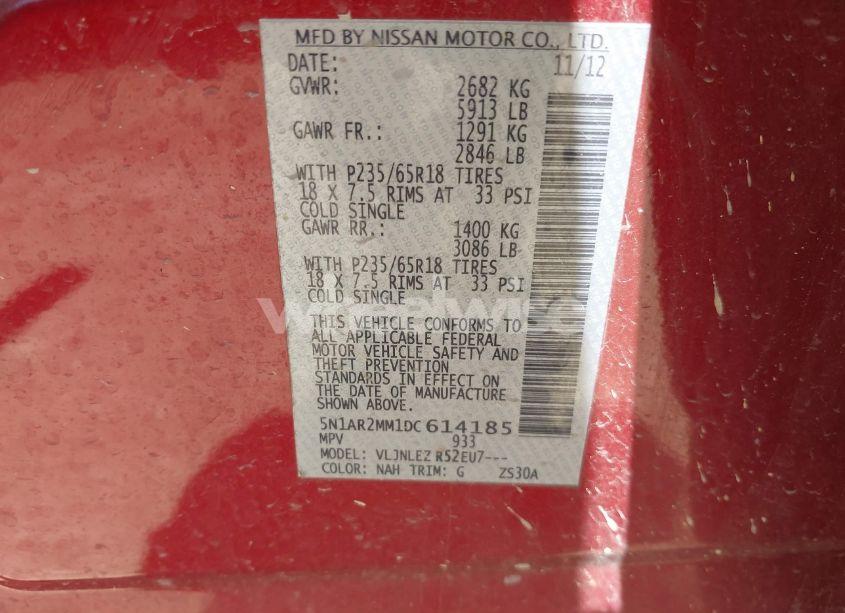 Photo 9 of 2013 Nissan Pathfinder SV (VIN 5N1AR2MM1DC614185)