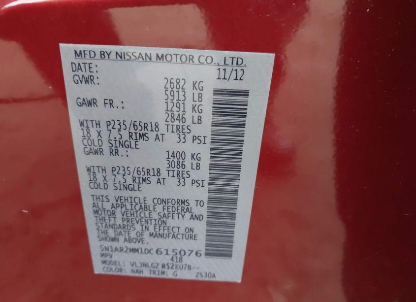 Photo 9 of 2013 Nissan Pathfinder SL (VIN 5N1AR2MM1DC615076)