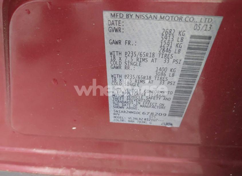 Photo 9 of 2013 Nissan Pathfinder S (VIN 5N1AR2MM1DC678209)