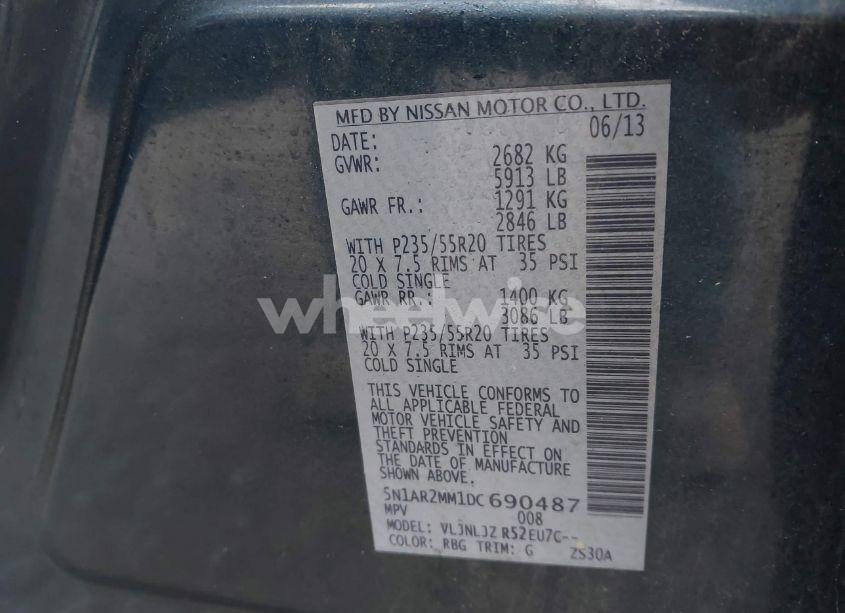 Photo 9 of 2013 Nissan Pathfinder PLATINUM (VIN 5N1AR2MM1DC690487)