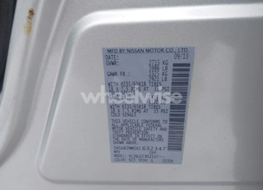 Photo 9 of 2014 Nissan Pathfinder SV (VIN 5N1AR2MM1EC632347)