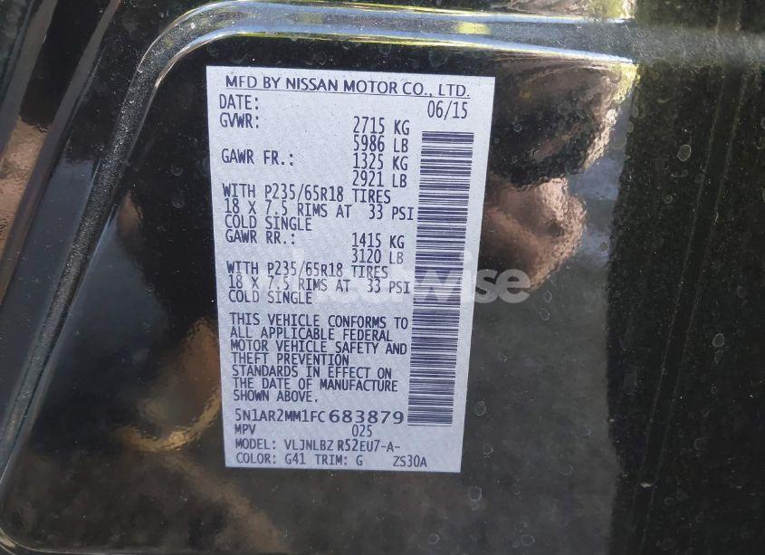 Photo 9 of 2015 Nissan Pathfinder S (VIN 5N1AR2MM1FC683879)