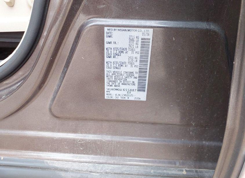 Photo 9 of 2016 Nissan Pathfinder PLATINUM (VIN 5N1AR2MM1GC655887)