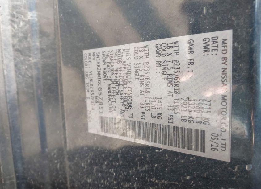 Photo 9 of 2016 Nissan Pathfinder S (VIN 5N1AR2MM1GC657851)